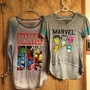 Two gently worn Women’s Marvel t-shirts